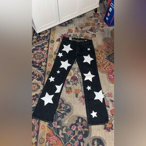 Baggy White Star Jeans Sz 32/34 PREWASHED